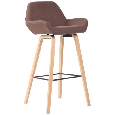 Tabouret de bar Newnan en tissu 4 pieds structure naturel (chêne)