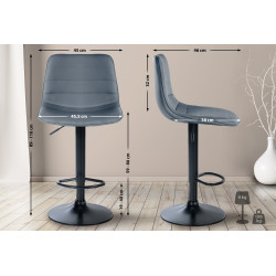 Tabouret de bar Lex simili cuir noir gris