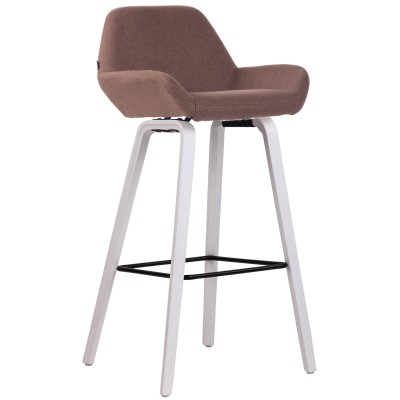 Tabouret de bar Newnan tissu 4 pieds structure blanc (chêne)