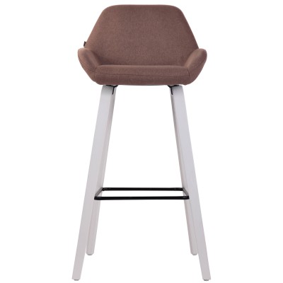 Tabouret de bar Newnan tissu 4 pieds structure blanc (chêne)