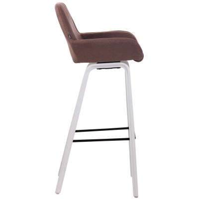 Tabouret de bar Newnan tissu 4 pieds structure blanc (chêne)