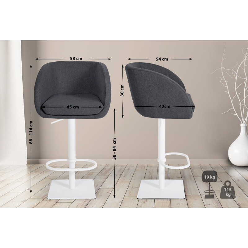 Tabouret de bar Gambo W en feutre gris