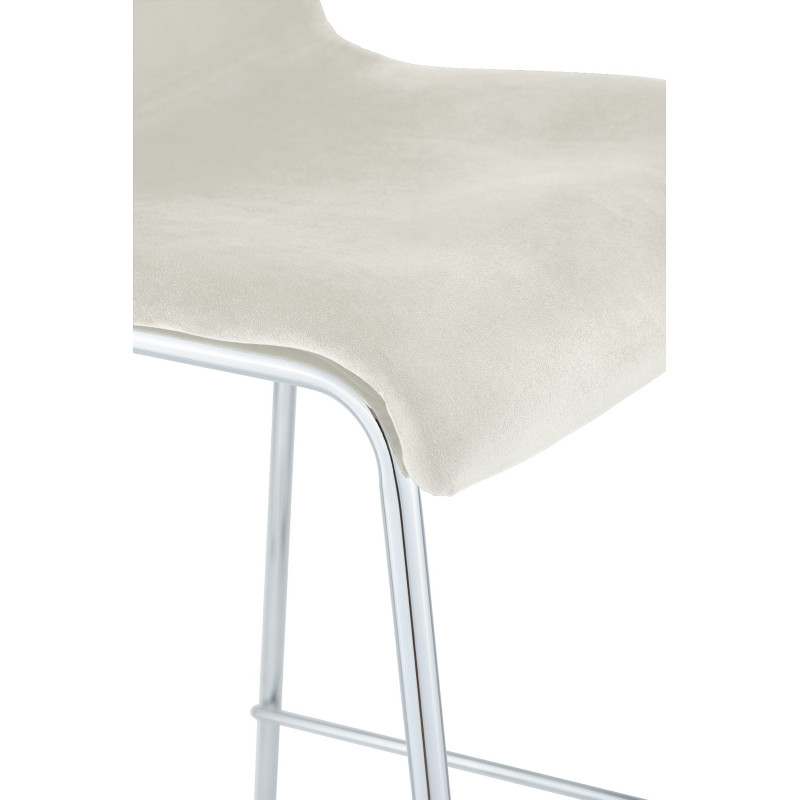 Tabouret de bar 4 pieds en velours Hoover Chrome Crème