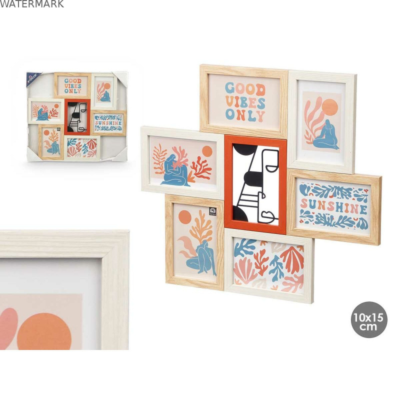 Cadre photo 411408H Multicouleur Métal Bois MDF (6 Unités)