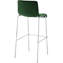 Tabouret de bar 4 pieds en velours Hoover vert chrome