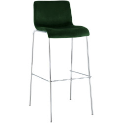 Tabouret de bar 4 pieds en velours Hoover vert chrome