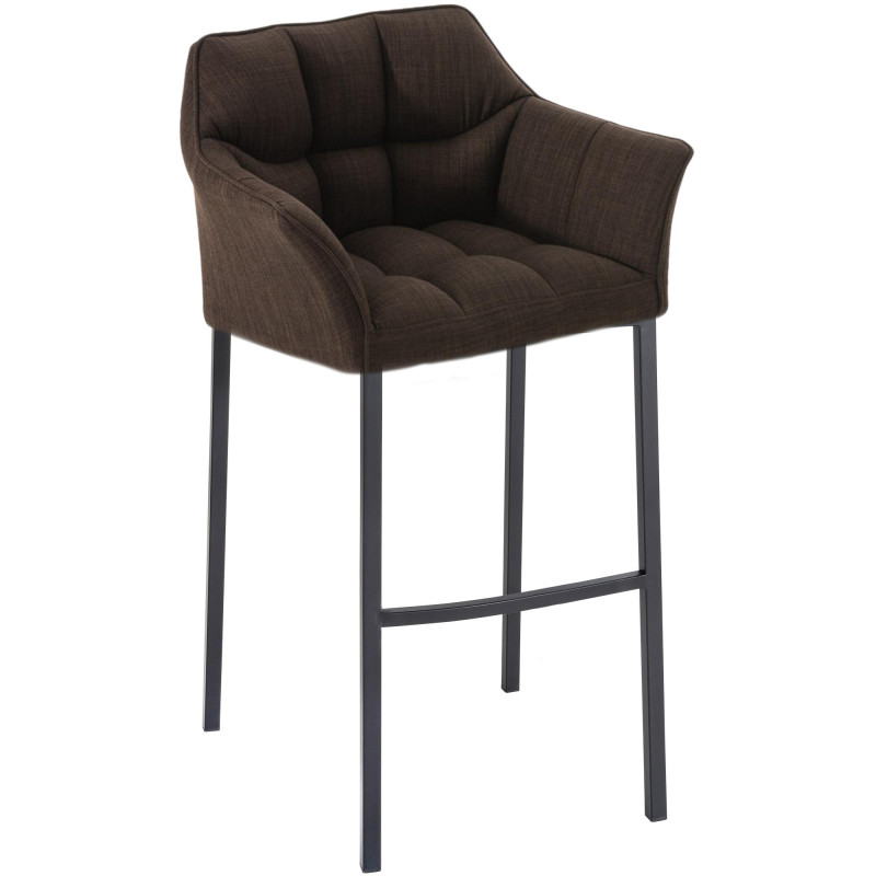 Tabouret de bar en tissu Damaso B avec structure à 4 pieds brun