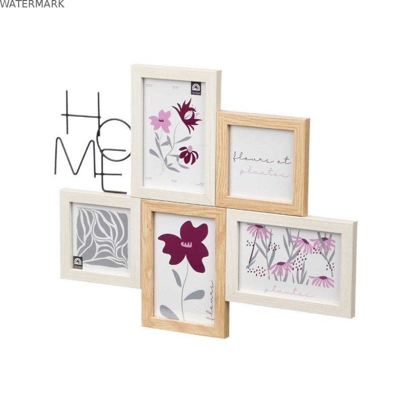 Cadre photo 411408K Naturel Métal Bois MDF (8 Unités)