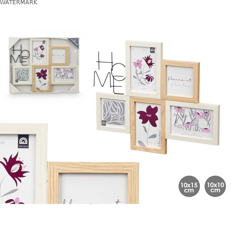 Cadre photo 411408K Naturel Métal Bois MDF (8 Unités)