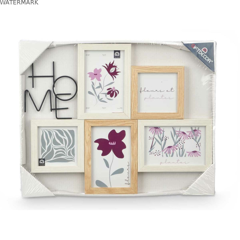 Cadre photo 411408K Naturel Métal Bois MDF (8 Unités)