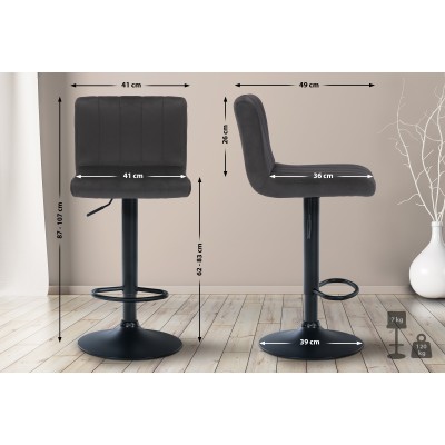 Tabouret de bar Jamie velours