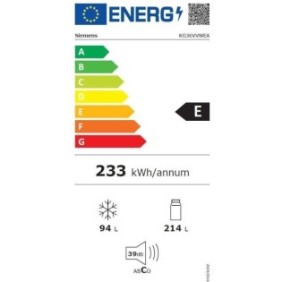 Réfrigérateur combiné pose-libre - SIEMENS KG36VWEA IQ300 - 2 portes - 308 L - H186XL60XP65 cm - Blanc