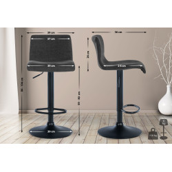 Tabouret de bar Branford en tissu gris foncé