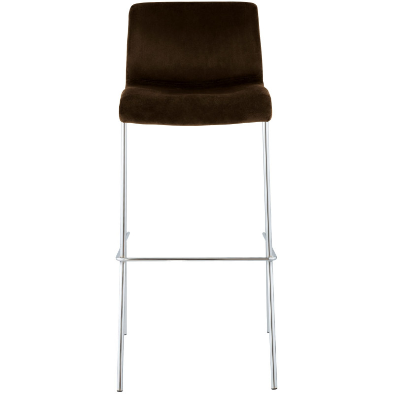 Tabouret de bar Hoover en velours à 4 pieds, marron chromé