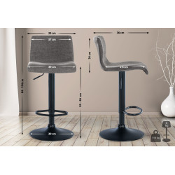 Tabouret de bar Branford en tissu gris clair