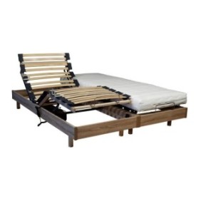 Ensemble relaxation TALCA matelas + sommiers électriques décor chene clair 2x70x190 - Mousse - 14 cm - Ferme