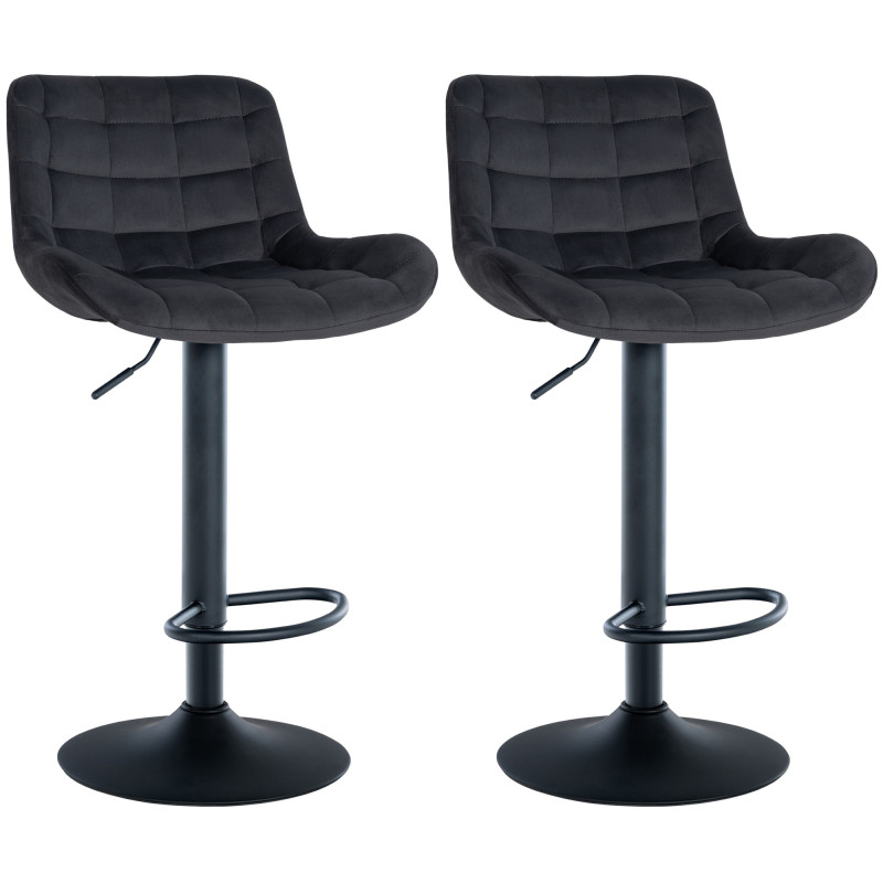 Lot de 2 tabourets de bar Tover en velours noir