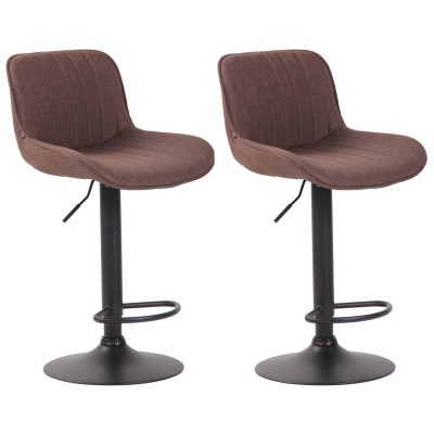 Lot de 2 tabourets de bar Lentini tissu noir