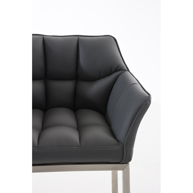 Tabouret de bar Damaso E avec piètement à 4 pieds gris