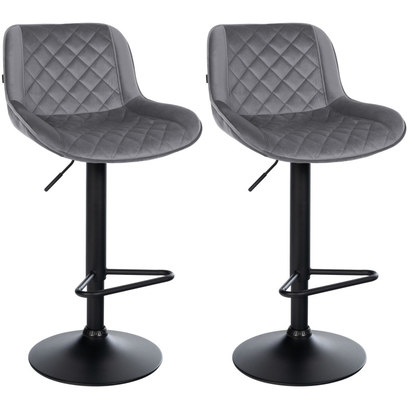 Lot de 2 tabourets de bar en velours Kasson gris foncé