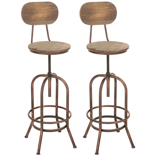 Lot de 2 tabourets de bar Pino, bois