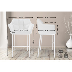 Tabouret de bar Damaso avec structure à 4 pieds, blanc