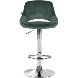 Tabouret de bar Milet velours vert chrome