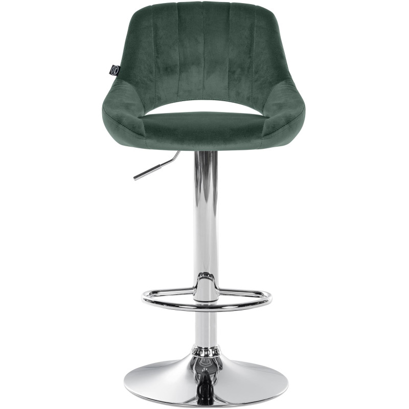 Tabouret de bar Milet velours vert chrome