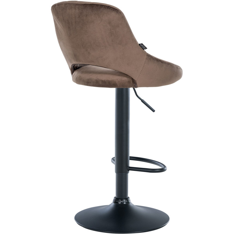 Tabouret de bar Milet velours noir marron