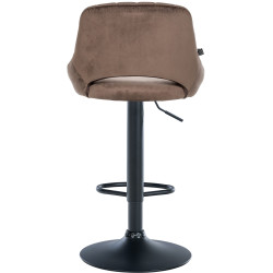 Tabouret de bar Milet velours noir marron