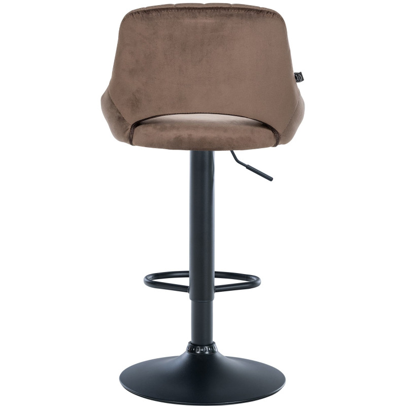 Tabouret de bar Milet velours noir marron