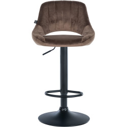 Tabouret de bar Milet velours noir marron