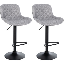 Lot de 2 tabourets de bar Kasson tissu gris