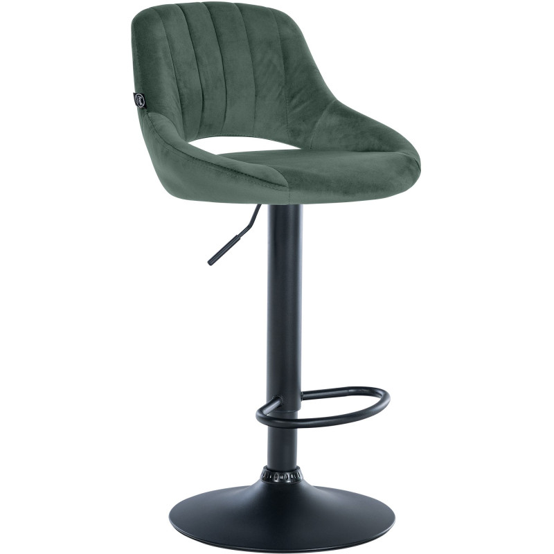 Tabouret de bar Milet velours noir vert