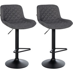 Set di 2 sgabelli da bar Kasson in tessuto nero