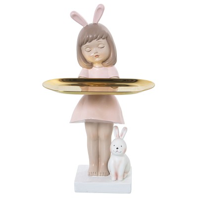 Figurine Décorative Alexandra House Living Rose Plastique Oreilles 13 x 14 x 31 cm Plateau