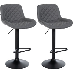 Lot de 2 tabourets de bar Kasson, simili cuir gris