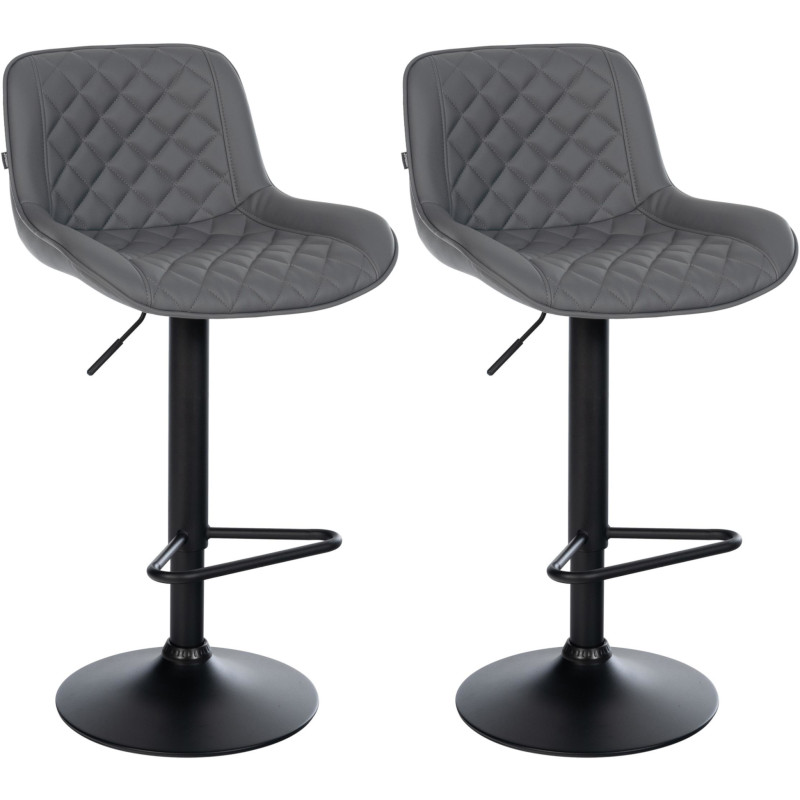 Lot de 2 tabourets de bar Kasson, simili cuir gris