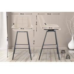 Lot de 4 tabourets de bar pivotants Weston en similicuir crème