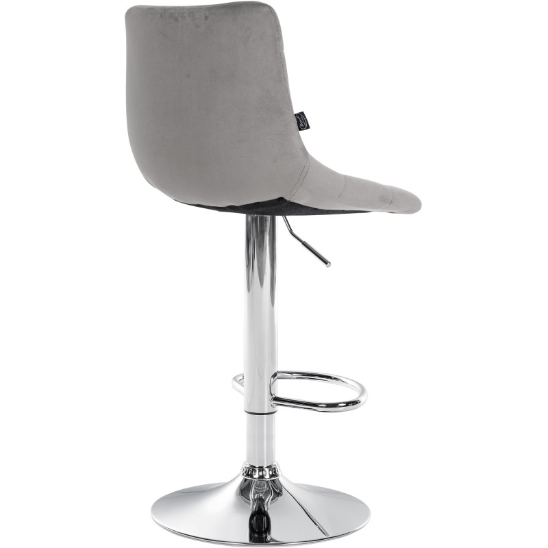 Tabouret de bar Jerry velours gris chrome