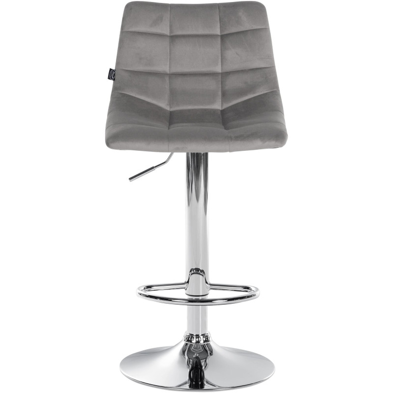 Tabouret de bar Jerry velours gris chrome