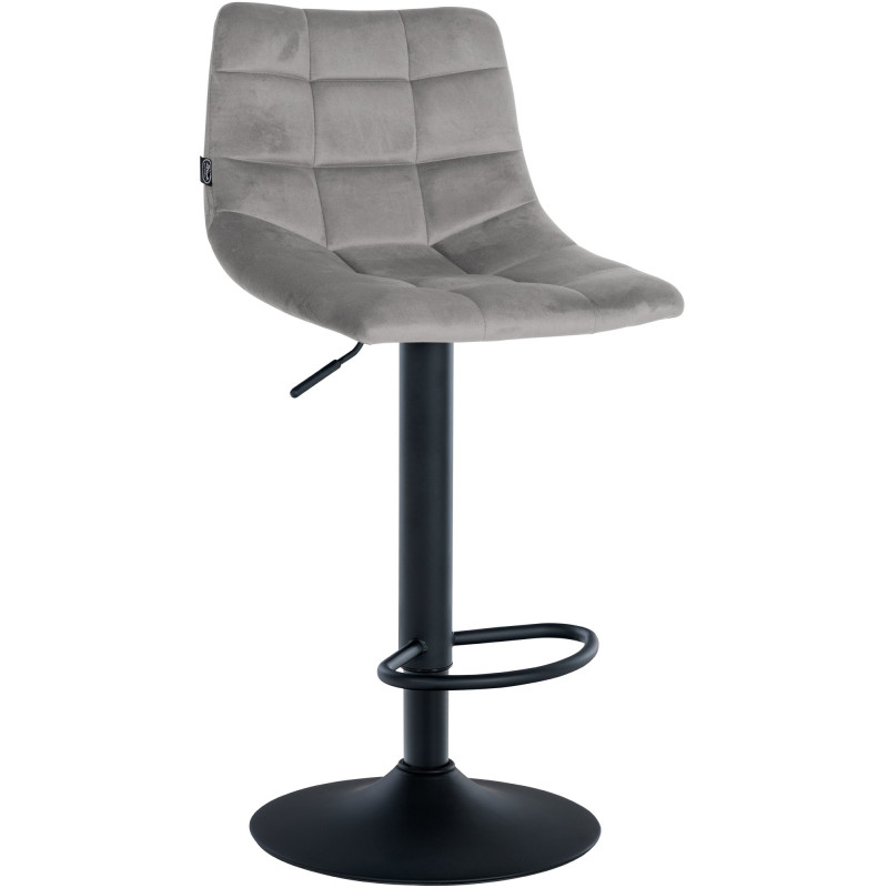 Tabouret de bar Jerry velours noir gris