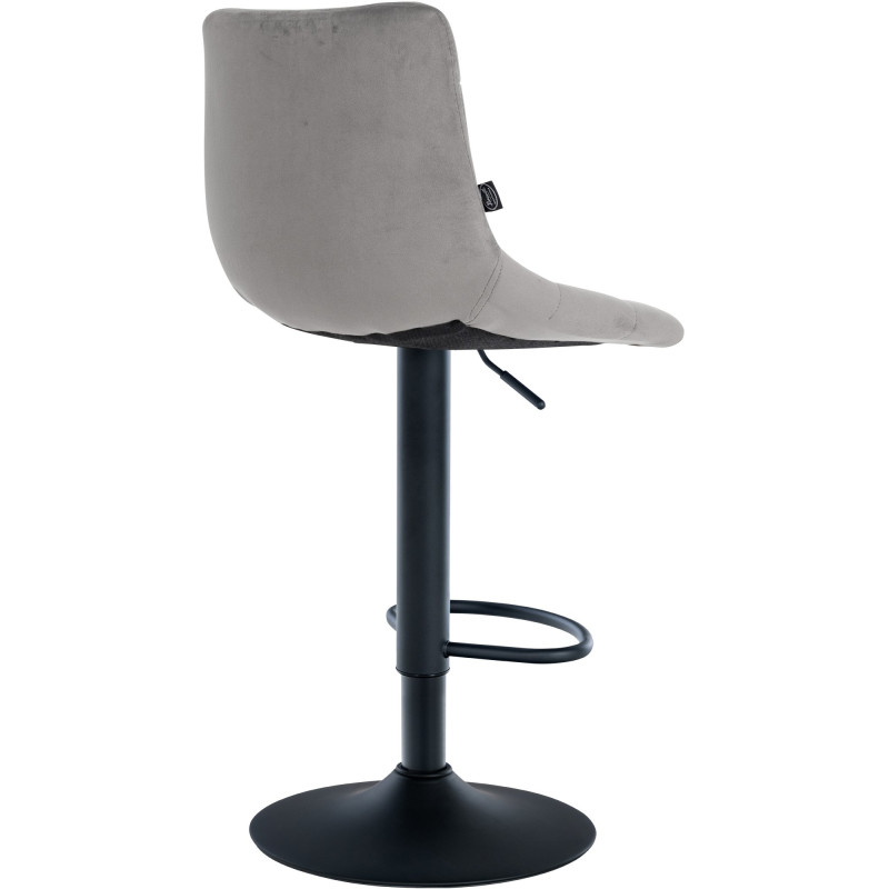Tabouret de bar Jerry velours noir gris