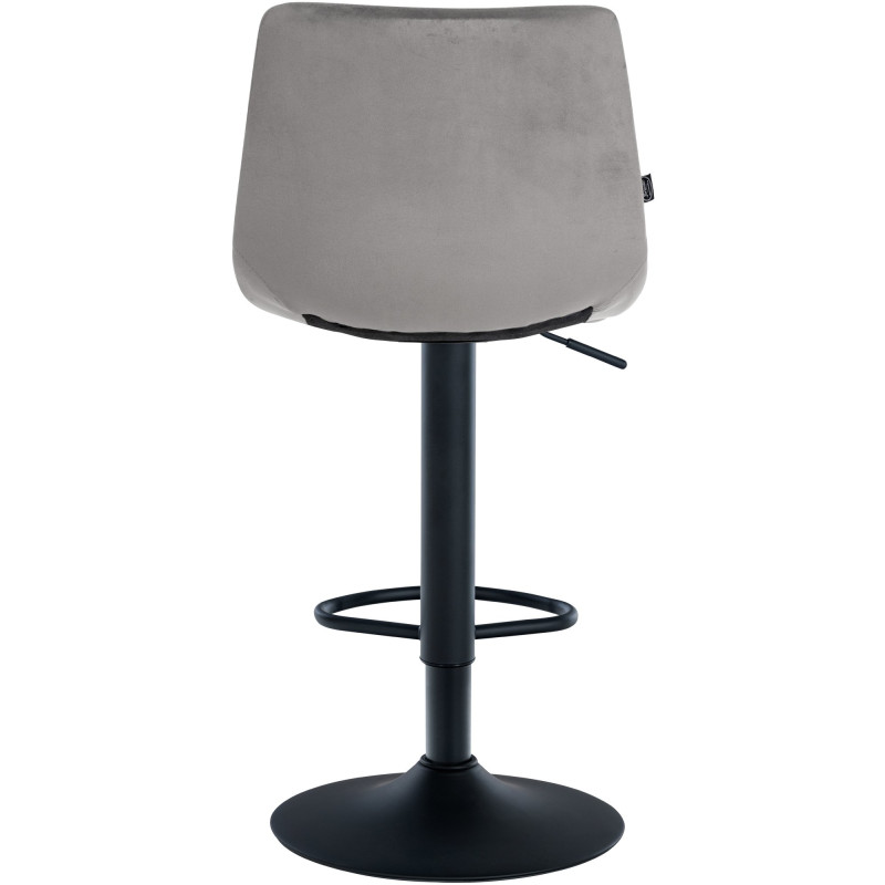 Tabouret de bar Jerry velours noir gris