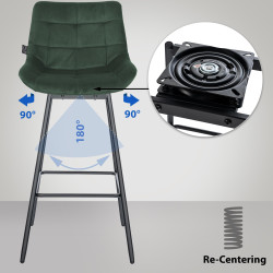 Set di 4 sgabelli da bar girevoli Weston in velluto verde scuro