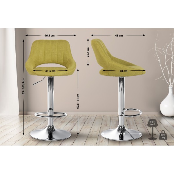 Tabouret de bar Milet tissu chromé