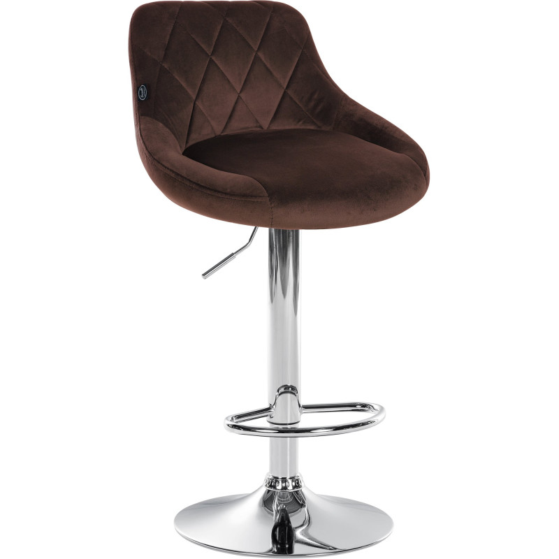 Tabouret de bar Lazio velours chrome marron