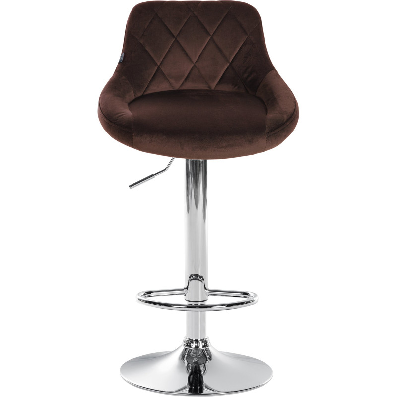 Tabouret de bar Lazio velours chrome marron
