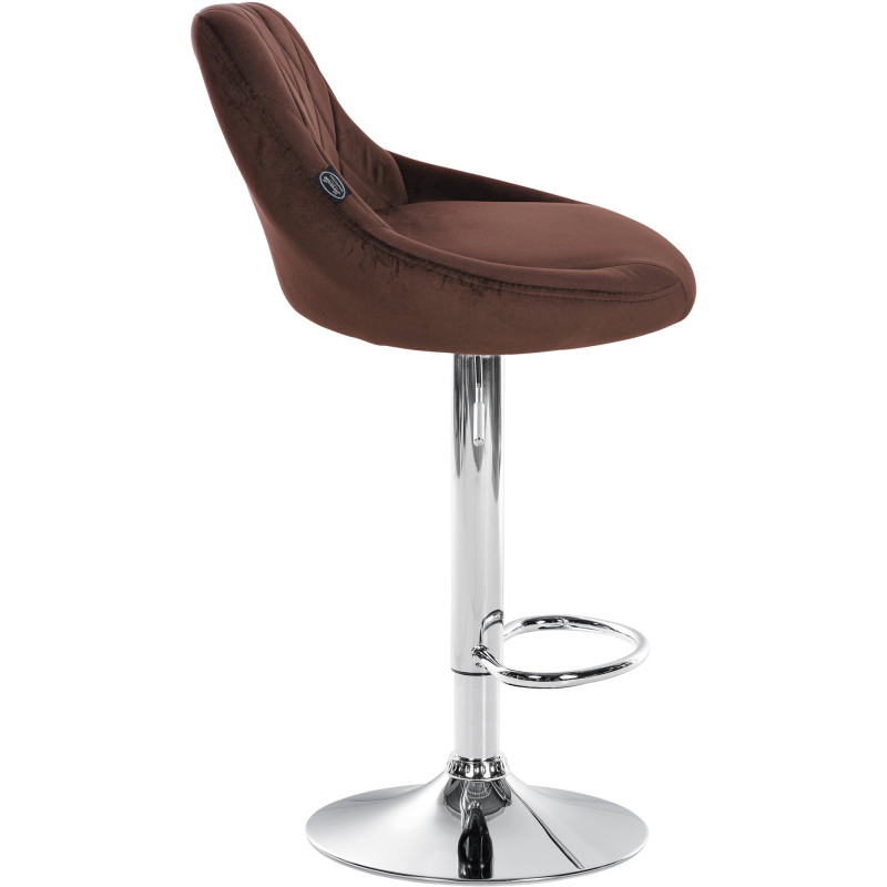 Tabouret de bar Lazio velours chrome marron