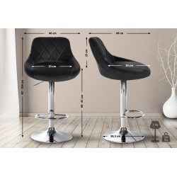 Tabouret de bar Lazio velours chrome noir